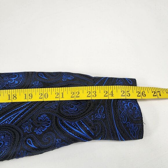 Barry.Wang Men's Black &Blue Paisley Flower Shirt Size S - Picture 10 of 11